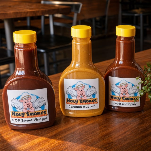 Holy Smokes Sauce 16 oz Bottle.